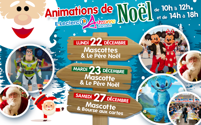 Lundi 22 décembre :  2 mascottes. Mardi 23 décembre :  1 mascotte  Samedi 27 décembre :  1 mascotte  + bourse aux cartes.