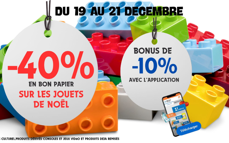 40% EN BON PAPIER SUR LES JOUETS DE NOELS +10% AVEC L APPLI