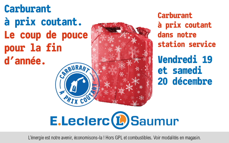 Carburant à prix coutant les 19 et 20 décembre dans notre station service. Voir modalités en magasin