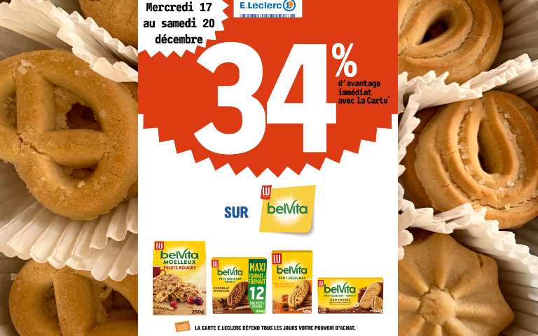34% en remise immédiate sur Belvita, du mercredi 17 au samedi 20 decembre